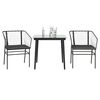 vidaXL 3 Piece Garden Dining Set with Cushions Black Poly Rattan Glass