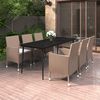 vidaXL 7 Piece Garden Dining Set with Cushions Poly Rattan and Glass