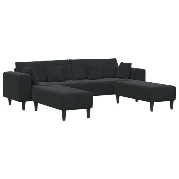 vidaXL Sofa 3 pcs Black 250 x 188 x 76 cm Velvet