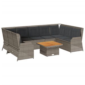 vidaXL 7 Piece Garden Lounge Set with Cushions Grey Poly Rattan