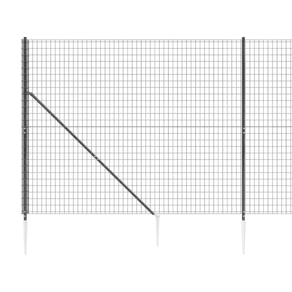 vidaXL Wire Mesh Fence with Spike Anchors Anthracite 1.6x10 m