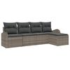 vidaXL Sofa Set with Cushion with Storage 5 pcs Grey Poly Rattan