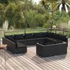 vidaXL 11 Piece Garden Lounge Set with Cushions Black Poly Rattan