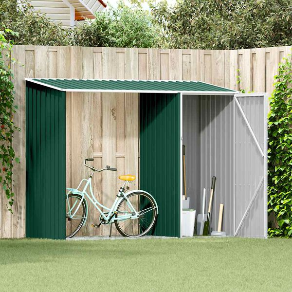 vidaXL Garden Firewood Shed Green 245x98x159 cm Galvanised Steel
