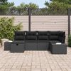 vidaXL Garden Sofa Set with Cushion 6 pcs Black Poly Rattan