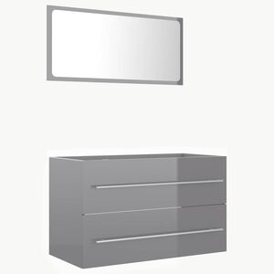 vidaXL 2 Piece Bathroom Furniture Set High Gloss Grey Engineered Wood