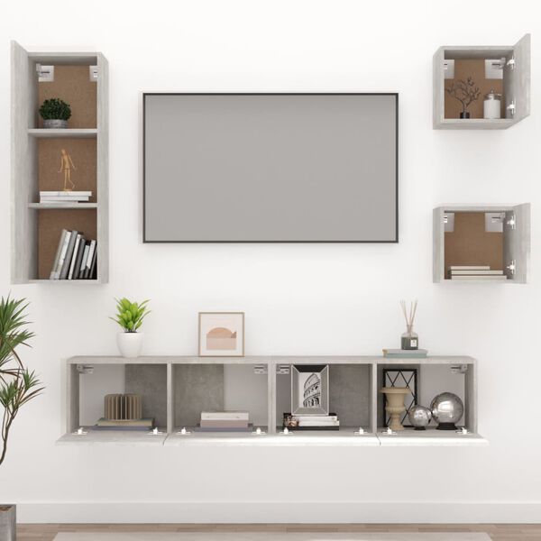 vidaXL 5 Piece TV Cabinet Set Concrete Grey Engineered Wood