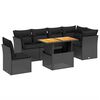 vidaXL 7 Piece Garden Sofa Set with Cushions Black Poly Rattan