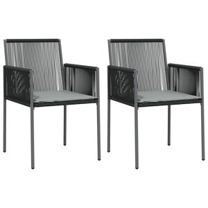 vidaXL Garden Chairs with Cushions 2 pcs Black 54x60.5x83.5 cm Poly Rattan