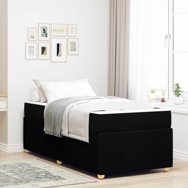 vidaXL Bed Frame with Mattress Black 90 x 190 cm Fabric