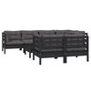 vidaXL 8 Piece Garden Lounge Set with Cushions Black Solid Pinewood