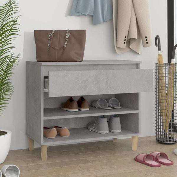 vidaXL Shoe Cabinet Concrete Grey 70x36x60 cm Engineered Wood