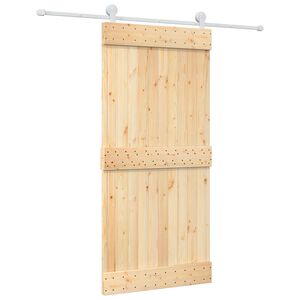 vidaXL Sliding Door Natural and White 95 x 210 cm Solid Pine Wood