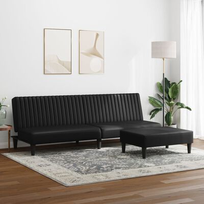 vidaXL 2 Piece Sofa Set Black Faux Leather