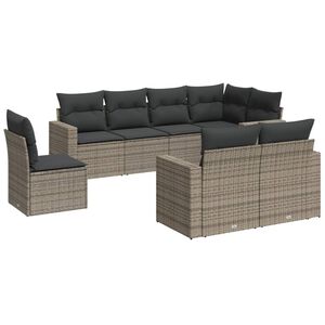 vidaXL 8 Piece Garden Sofa Set with Cushions Grey Poly Rattan