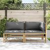 vidaXL 2 Piece Garden Lounge Set with Dark Grey Cushions Bamboo