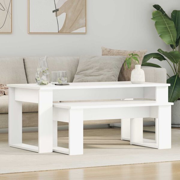 vidaXL Coffee Table Set 2 pcs White Engineered Wood