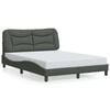 vidaXL Bed Frame with LED without Mattress "Hvar" Black 137x190 cm Double Fabric