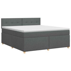 vidaXL Box Spring Bed with Mattress Dark Grey 153 x 203 cm Fabric