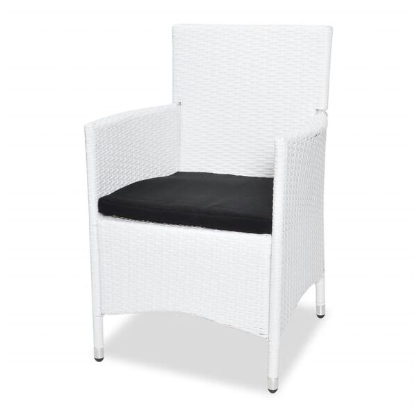 vidaXL Garden Chairs 2 pcs with Cushions Poly Rattan White