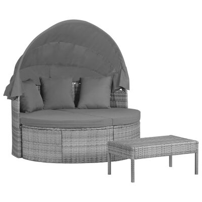 vidaXL 3 Piece Garden Lounge Set with Cushions & Pillows Poly Rattan Grey