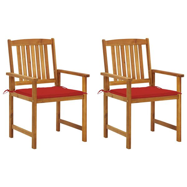 vidaXL Garden Chairs with Cushions 2 pcs Solid Acacia Wood