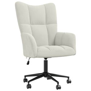 vidaXL Relaxing Chair | Cream White | Velvet, Steel | Medium | Swivel
