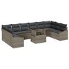 vidaXL Sofa Set with Cushion Height Adjustable 11 pcs Grey Poly Rattan