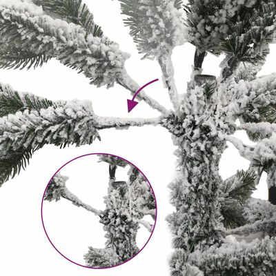 vidaXL Artificial Hinged Christmas Tree with Flocked Snow 180 cm
