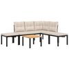 vidaXL 5 Piece Garden Sofa Set with Cushions Black Powder-coated Steel