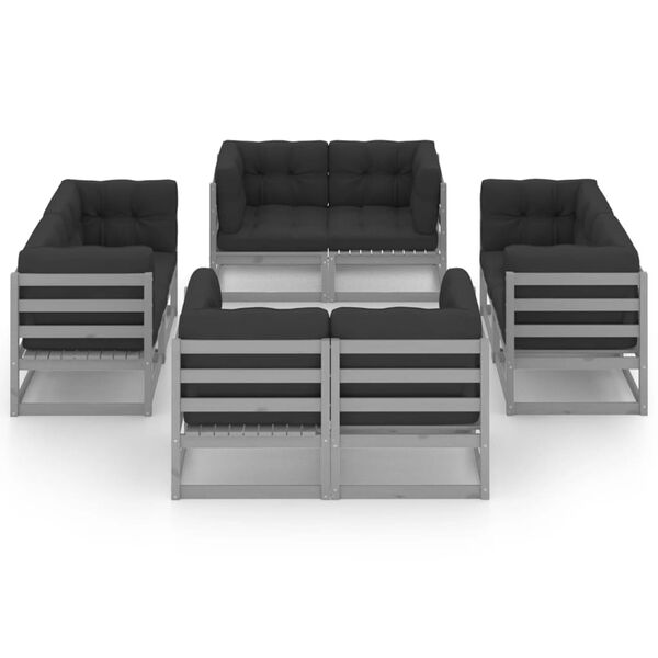 vidaXL 8 Piece Garden Lounge Set with Cushions Solid Pinewood