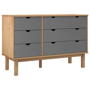 vidaXL Drawer Cabinet"OTTA" Brown&Grey 111x43x73,5 cm Solid Wood Pine