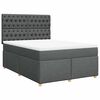 vidaXL Box Spring Bed with Mattress Dark Grey Double Fabric