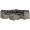 vidaXL 6 Piece Garden Lounge Set with Cushions Grey Poly Rattan