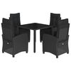 vidaXL 5 Piece Garden Dining Set with Cushions Black Poly Rattan
