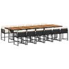 vidaXL 13 Piece Garden Dining Set with Cushions Black Poly Rattan