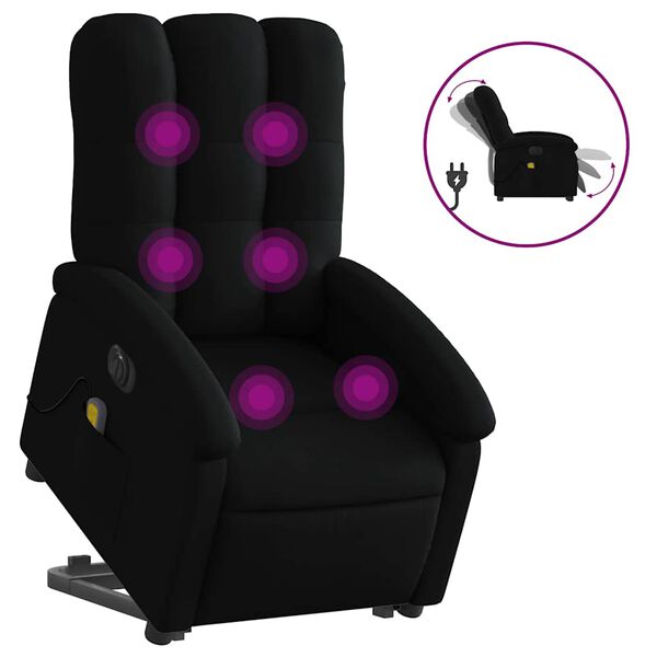 vidaXL Electric Stand up Massage Recliner Chair Black Fabric