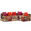 vidaXL 4-Seater Modular Pouffe Patchwork Fabric