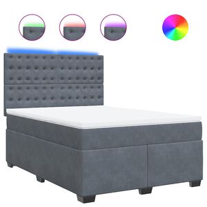 vidaXL Box Spring Bed with Mattress Dark Grey Queen Velvet