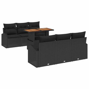 vidaXL Garden Sofa Set with Cushion 7 pcs Black