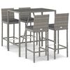 vidaXL 5 Piece Outdoor Bar Set with Cushions Grey Poly Rattan
