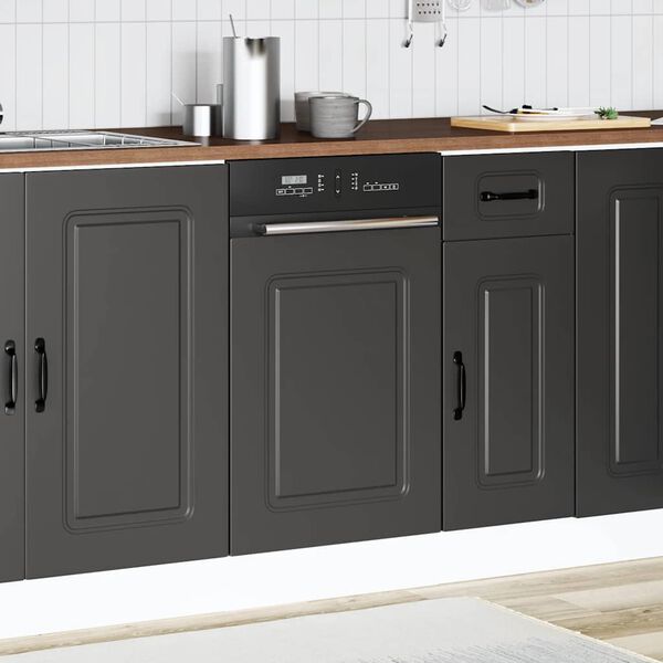 vidaXL Dishwasher Panel&nbsp;Kalmar&nbsp;Black 45x1.5x67 cm Engineered Wood