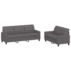vidaXL 2 Piece Sofa Set with Cushions Grey Faux Leather