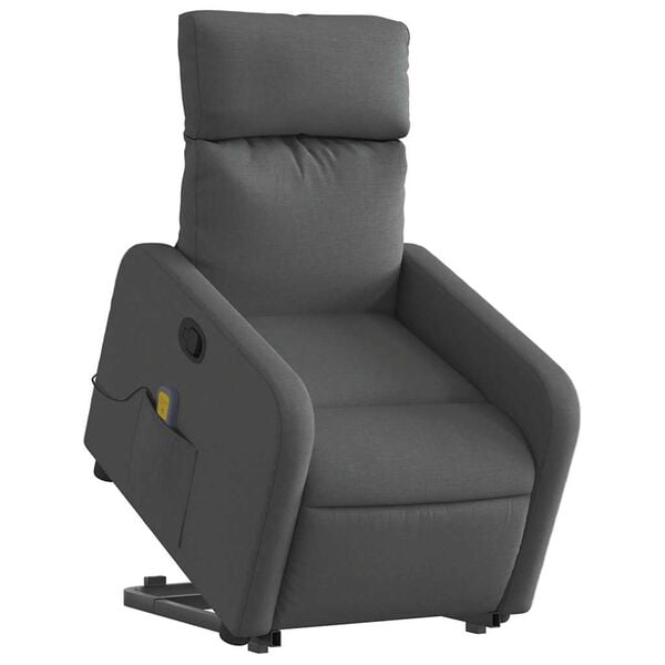 vidaXL Stand up Massage Recliner Chair Dark Grey Fabric