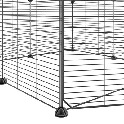 vidaXL 8-Panel Pet Cage with Door Black 35x35 cm Steel