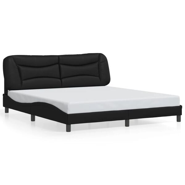 vidaXL Bed Frame without Mattress "Hvar" Black 180x200 cm King Faux Leather