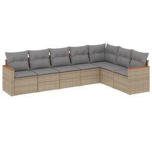 vidaXL 7 Piece Garden Sofa Set with Cushions Mix Beige Poly Rattan