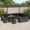 vidaXL Garden Sofa Set with Cushion 12 pcs Black Poly Rattan