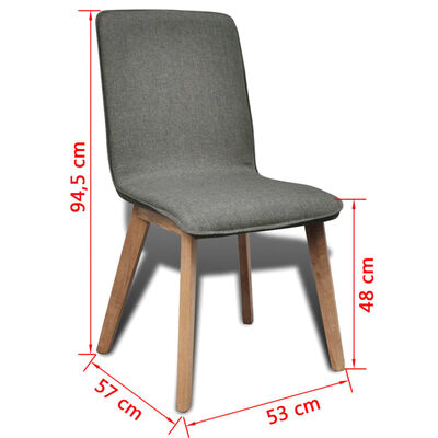 Oak Indoor Fabric Dining Chair Set 2 pcs Dark Grey
