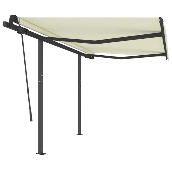 vidaXL Manual Retractable Awning with Posts 3.5x2.5 m Cream
